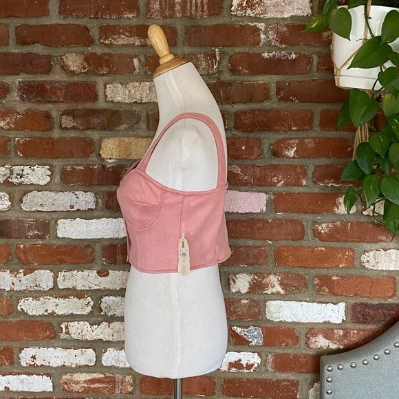 Altar’d State Pink Button Front Crop Corset Top Size small - Picture 5 of 9